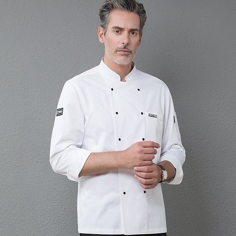 Chain El Catering Canteen Long-Sleeved Chef Uniform Custom Cake Milk Tea Shop Kitchen Three-Quarter Sleeve Work Clothes - Image 1